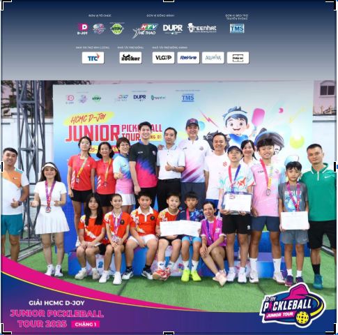 VINH DANH CÁC NHÀ VÔ ĐỊCH GIẢI HCMC D-JOY JUNIOR PICKLEBALL TOUR 2025