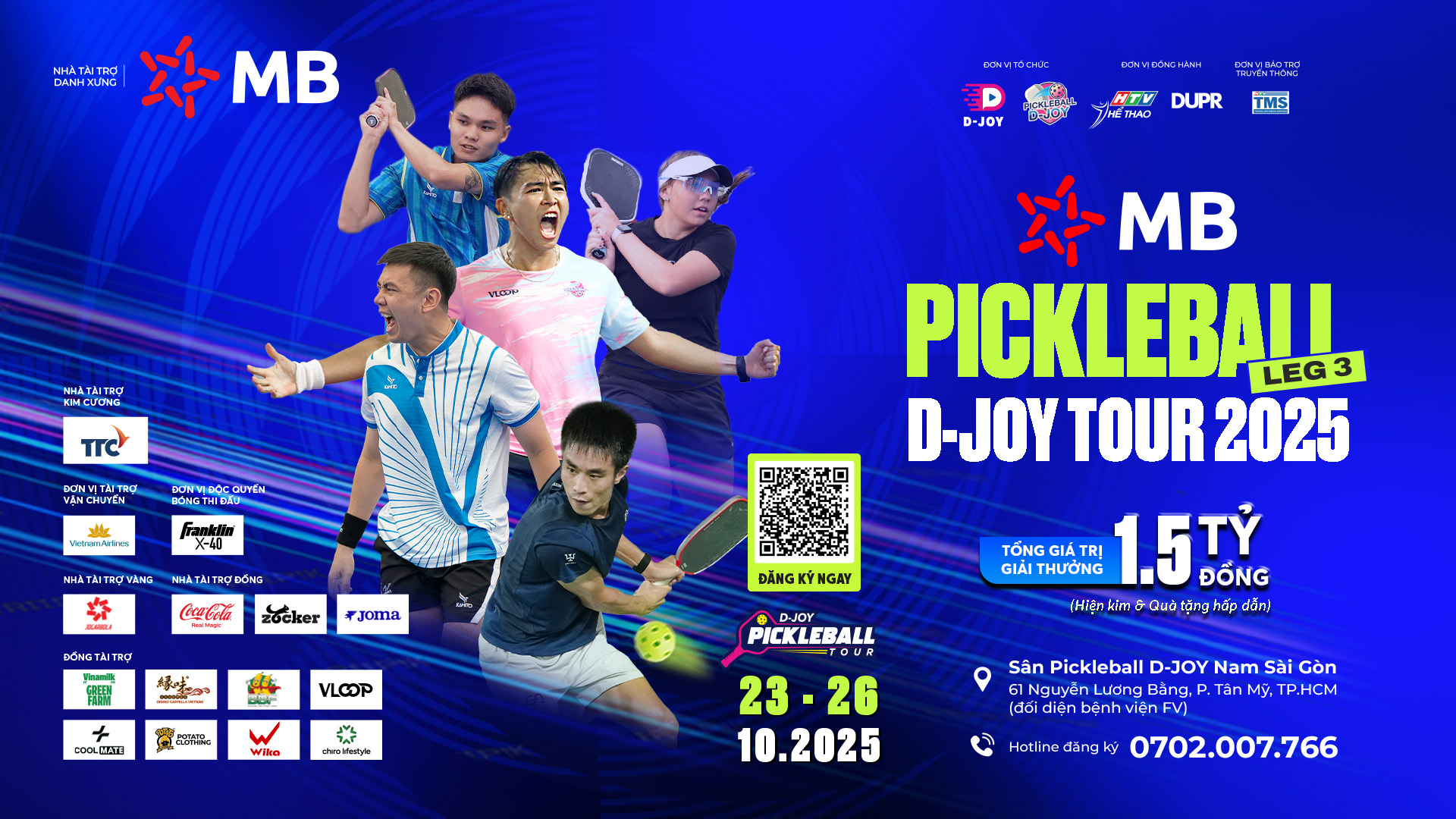 MB Pickleball D-Joy Tour 2025 chặng 3 bùng nổ, hướng đến Vietnam Masters