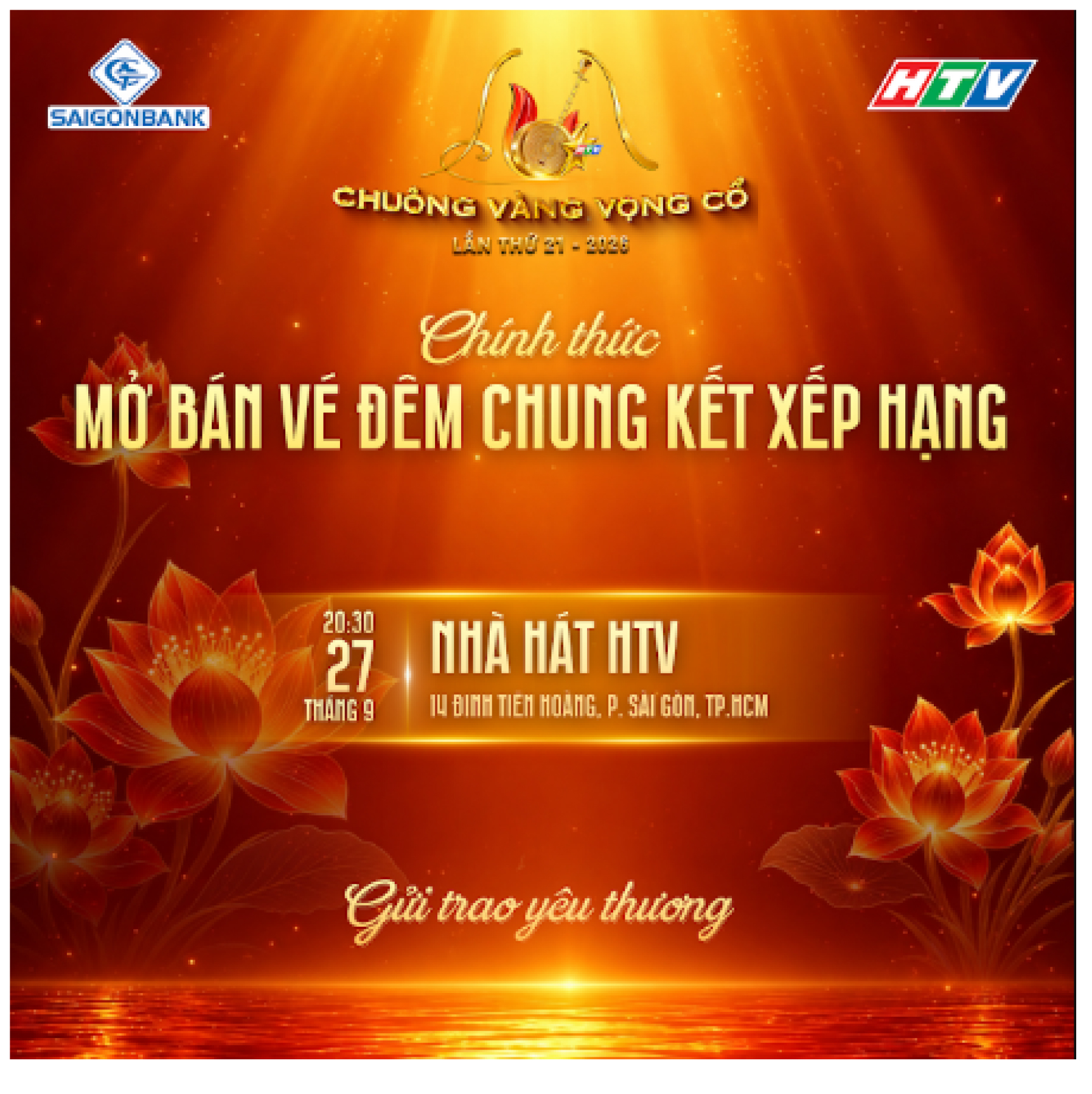 Chuông Vàng Vọng Cổ 2026 mở bán vé đêm Chung kết xếp hạng ngày 27/9/2026
